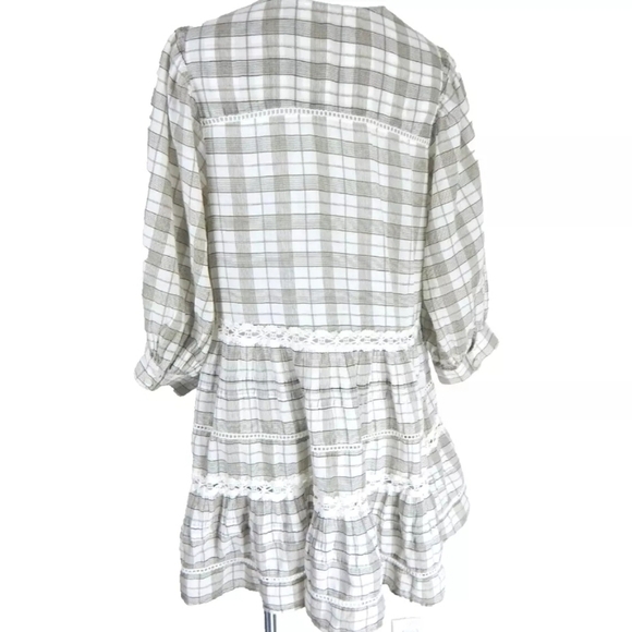 Free People Time Out Plaid Lace Trim Top - Picture 4 of 4